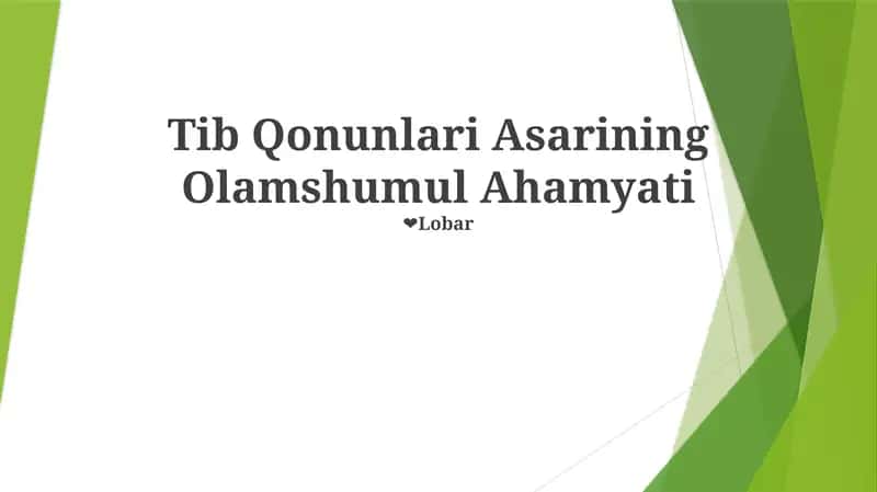 Tib Qonunlari Asarining Olamshumul Ahamyati 1