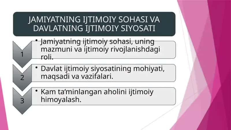 JAMIYATNING IJTIMOIY SOHASI VA DAVLATNING IJTIMOIY SIYOSATI 1