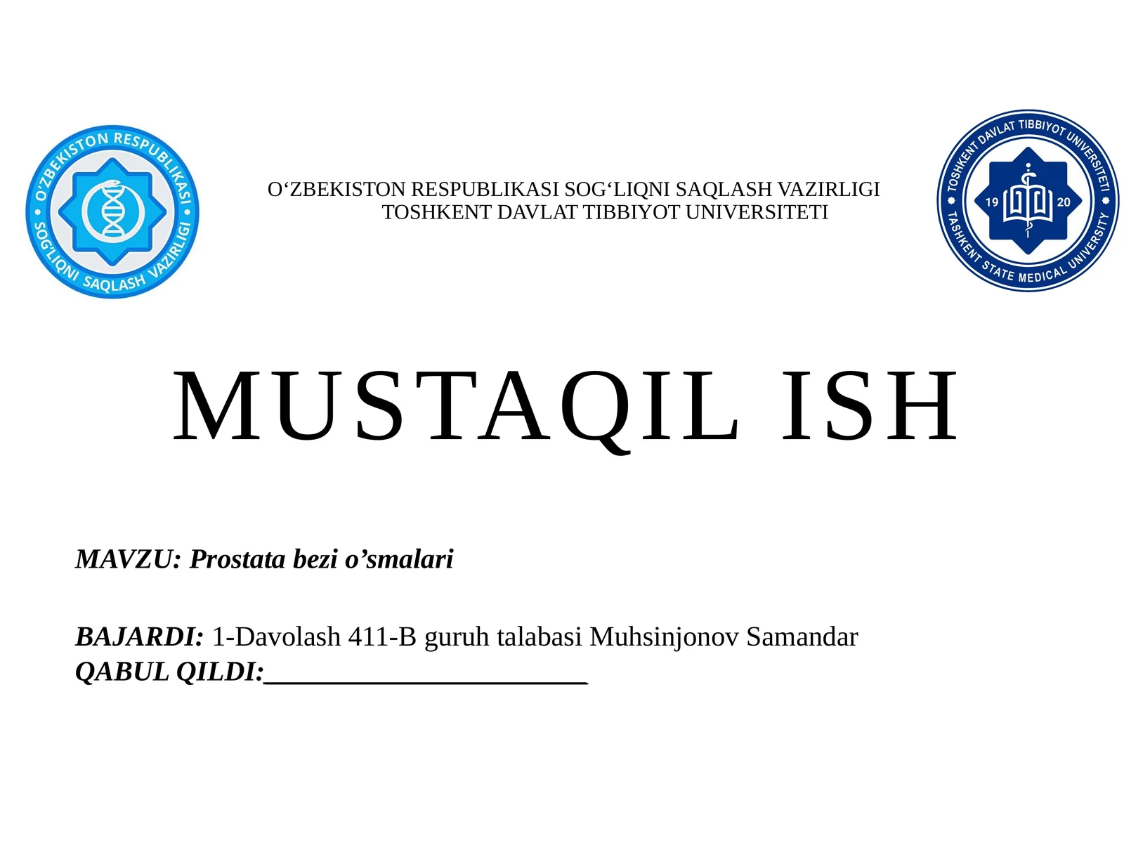 Prostata bezi o’smalari 1