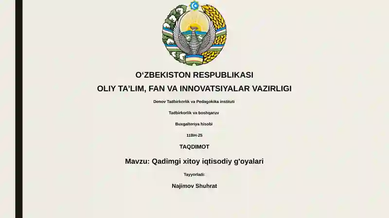 Qadimgi xitoy iqtisodiy g'oyalari