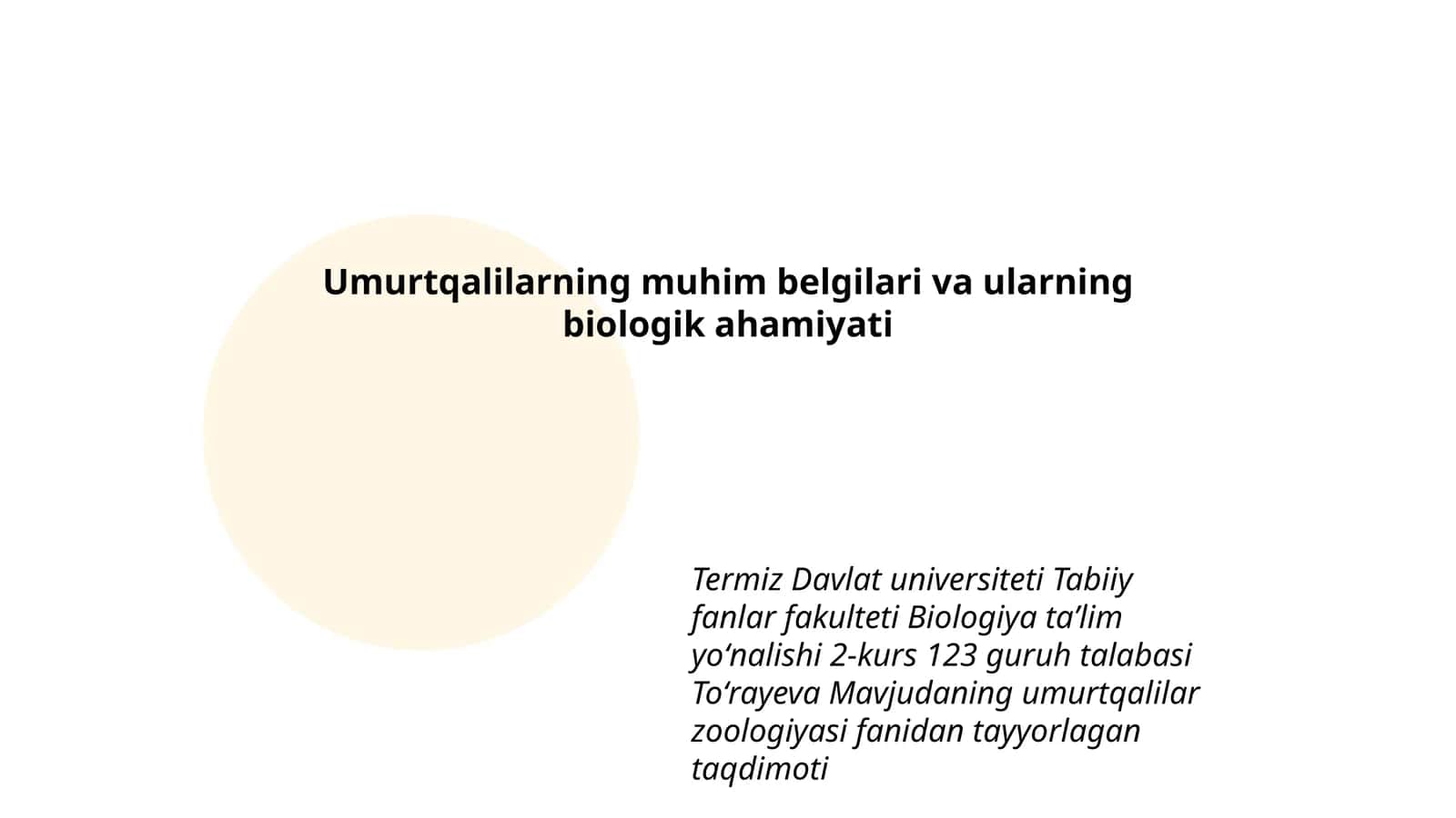Umurtqalilarning muhim belgilari va ularning biologik ahamiyati 1