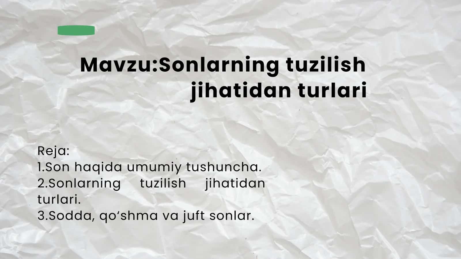Sonlarning tuzilish jihatidan turlari 1