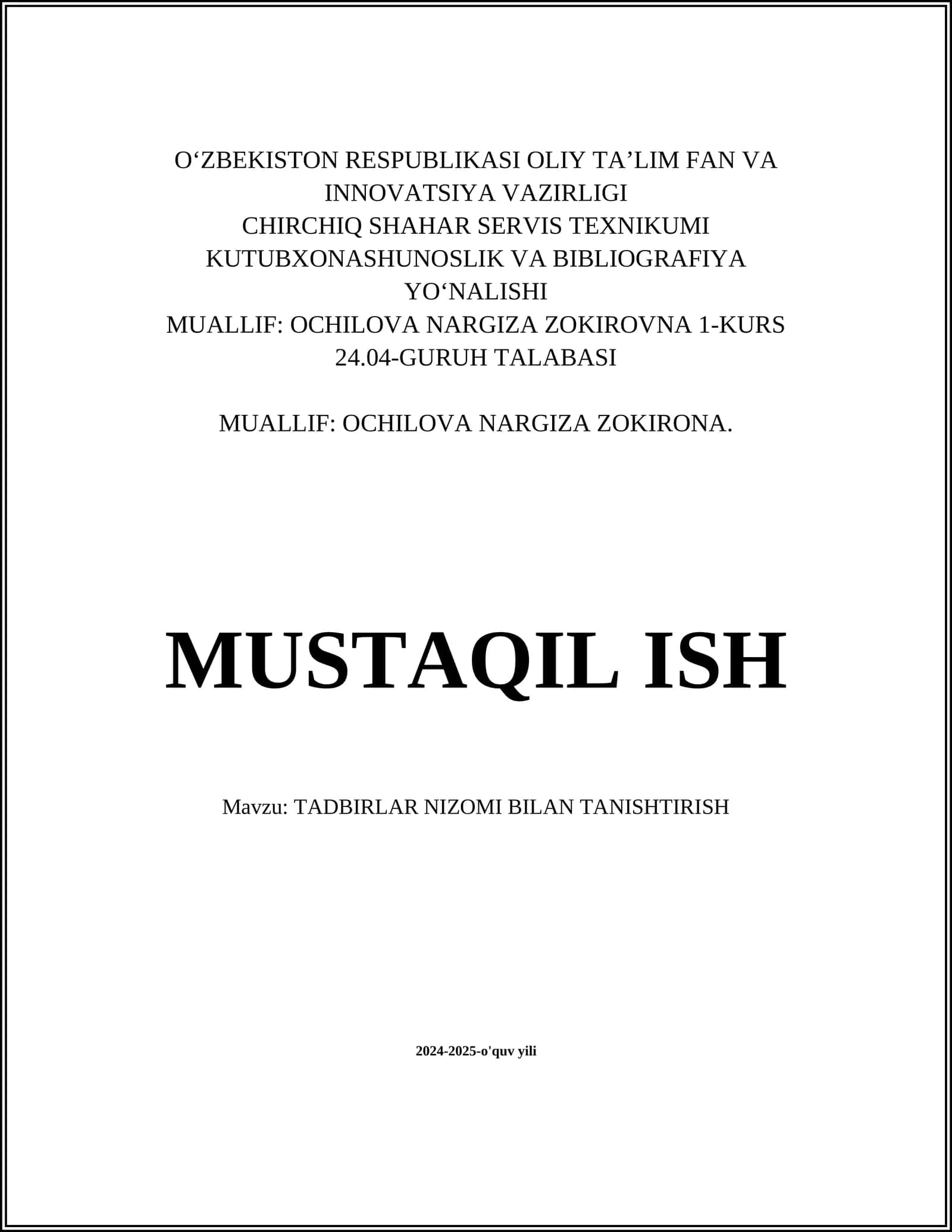 Tadbirlar Nizomi Bilan Tanishtirish 1