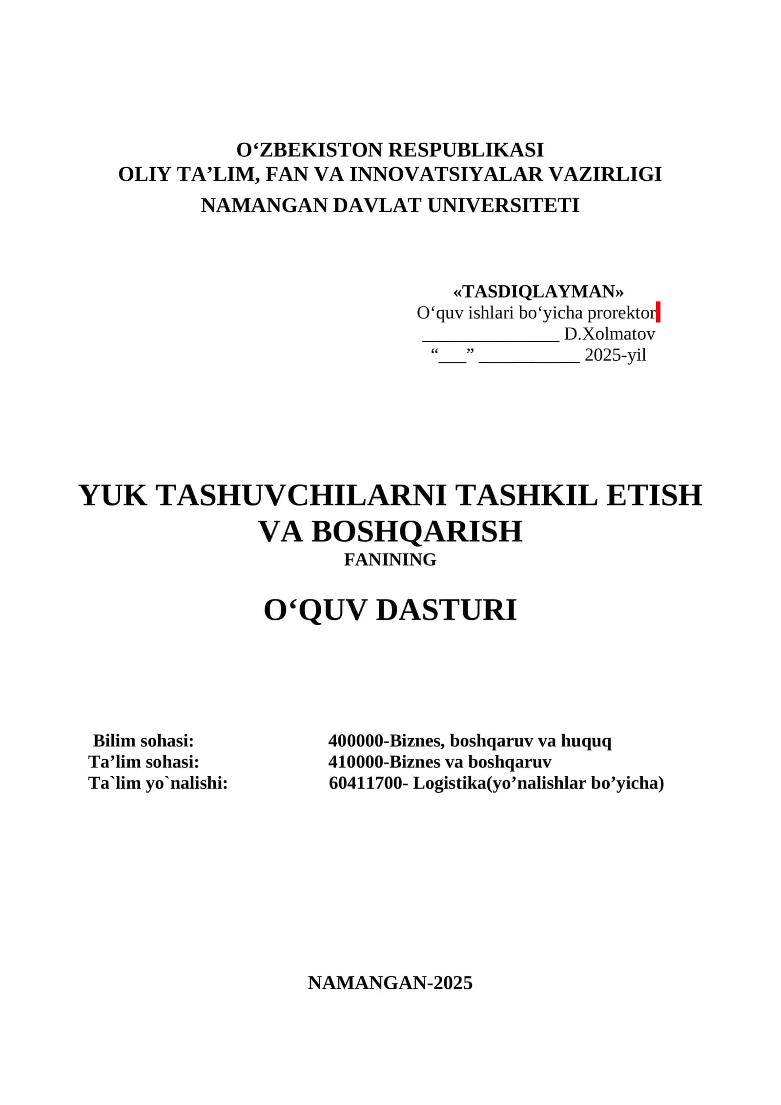 Yuk tashuvchilarni tashkil etish va boshqarish 1