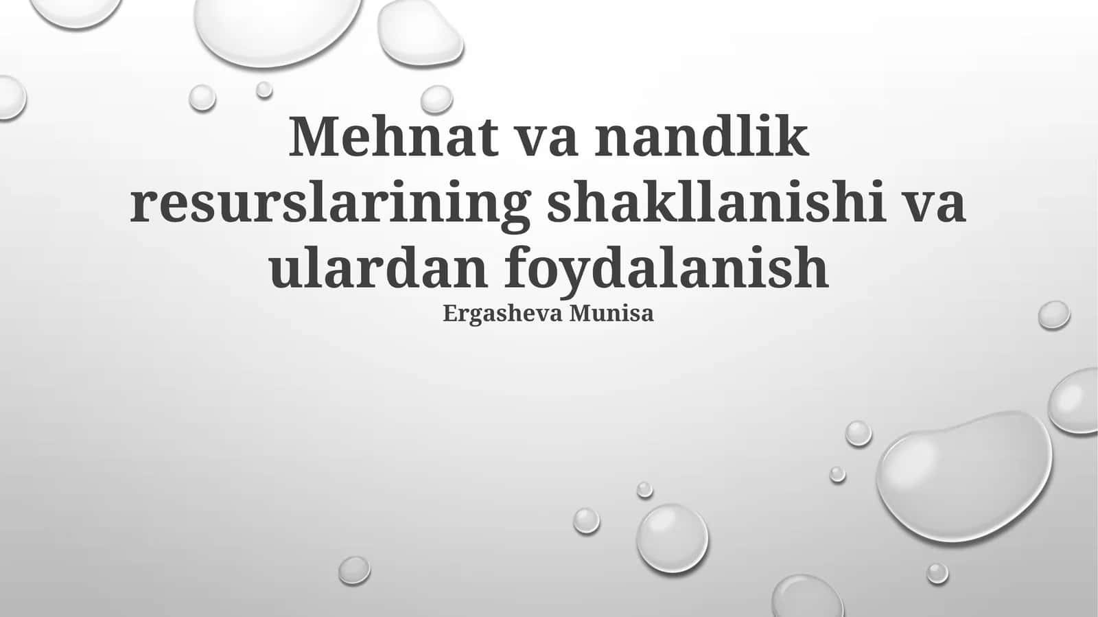 Mehnat va nandlik resurslarining shakllanishi va ulardan foydalanish 1