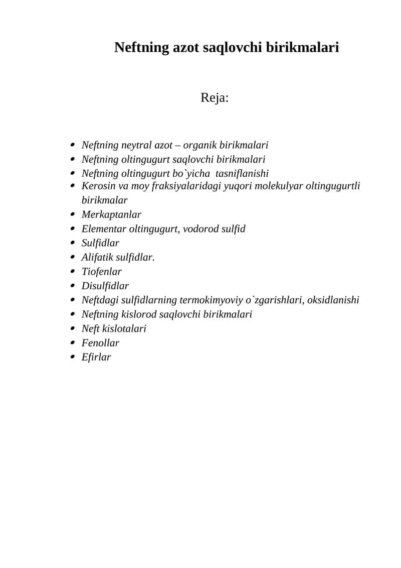 Neftning Azot Saqlovchi Birikmalari 1