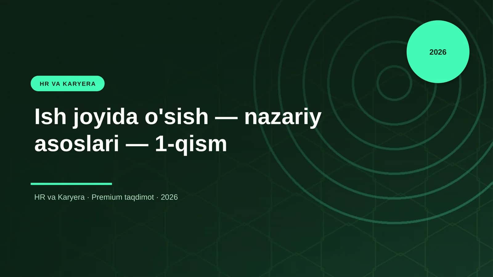 Ish joyida o'sish — nazariy asoslari — 1-qism 1