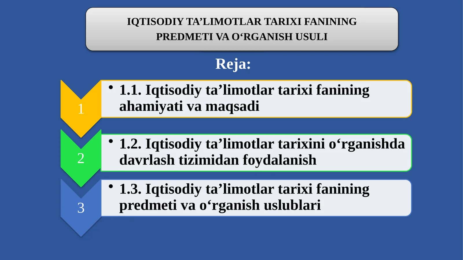 Iqtisodiy ta`limotlar tarixi faniga kirish 1