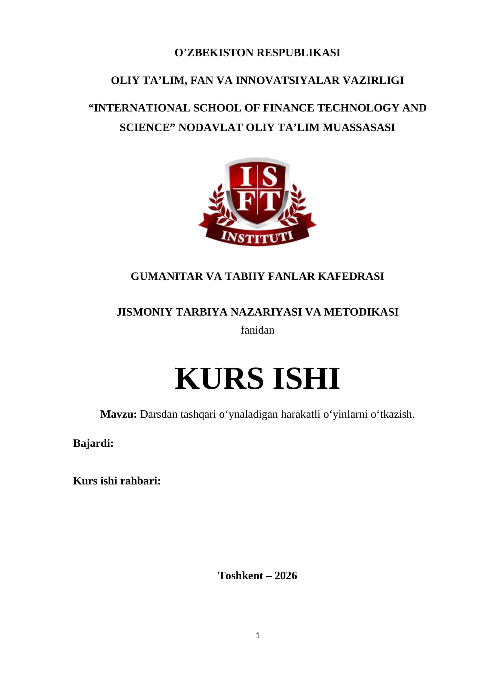 Darsdan tashqari o‘ynaladigan harakatli o‘yinlarni o‘tkazish 1