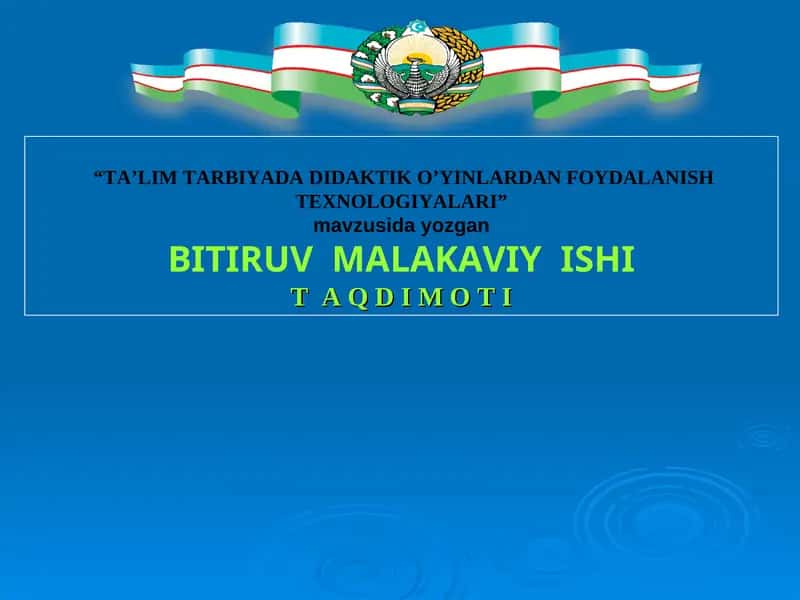 TA’LIM TARBIYADA DIDAKTIK O’YINLARDAN FOYDALANISH TEXNOLOGIYALARI 1
