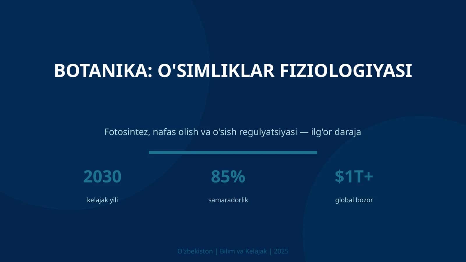 Botanika: O'SIMLIKLAR FIZIOLOGIYASI 1
