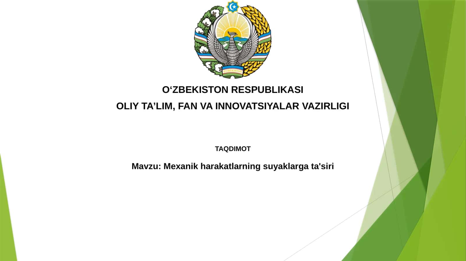 Mexanikharakatlarningsuyaklargata'siri 1