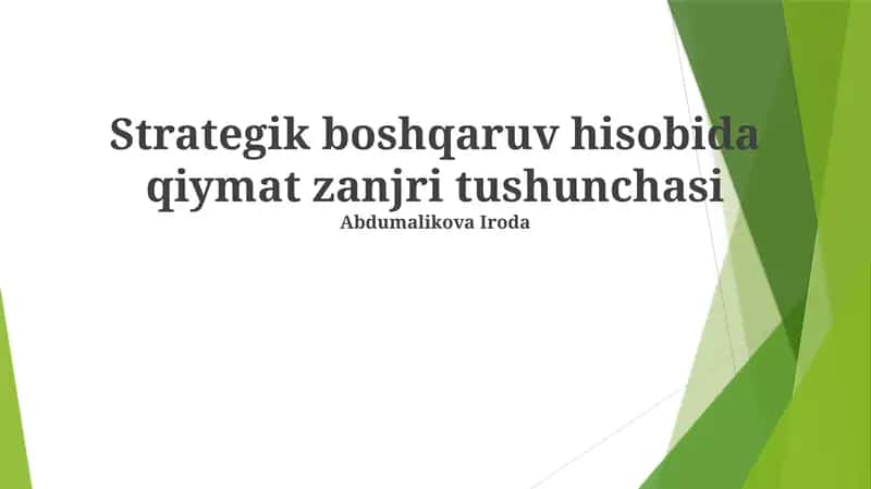 Strategik buxgalteriya hisobi va qiymat zanjiri 1
