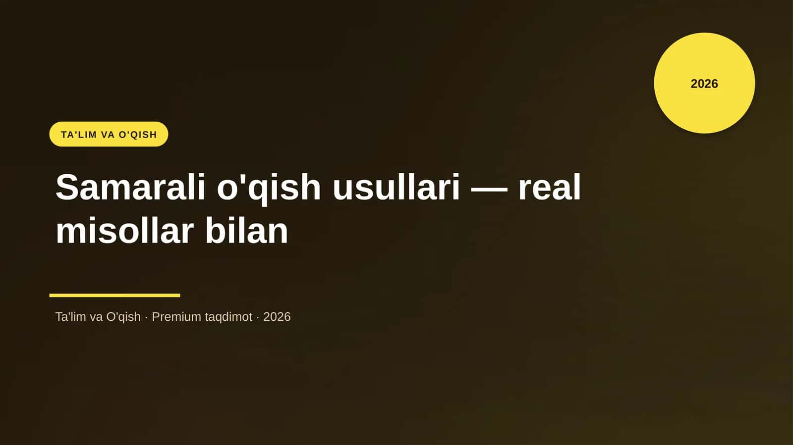 Samarali o'qish usullari — real misollar bilan 1