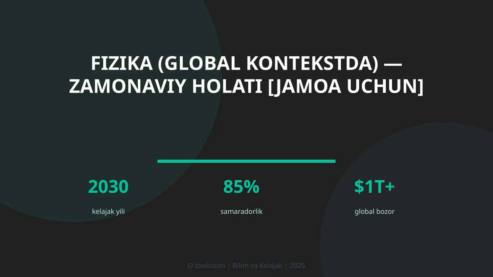 FIZIKA (GLOBAL KONTEKSTDA) — ZAMONAVIY HOLATI [JAMOA UCHUN] 1