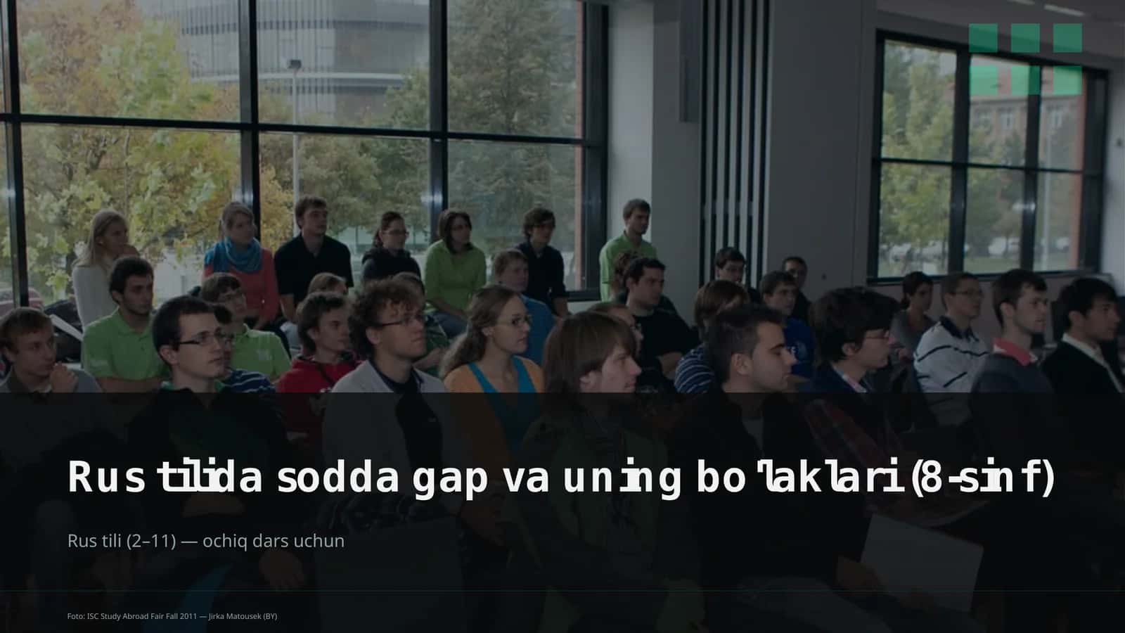 Rus tilida sodda gap va uning bo'laklari (8-sinf) 1