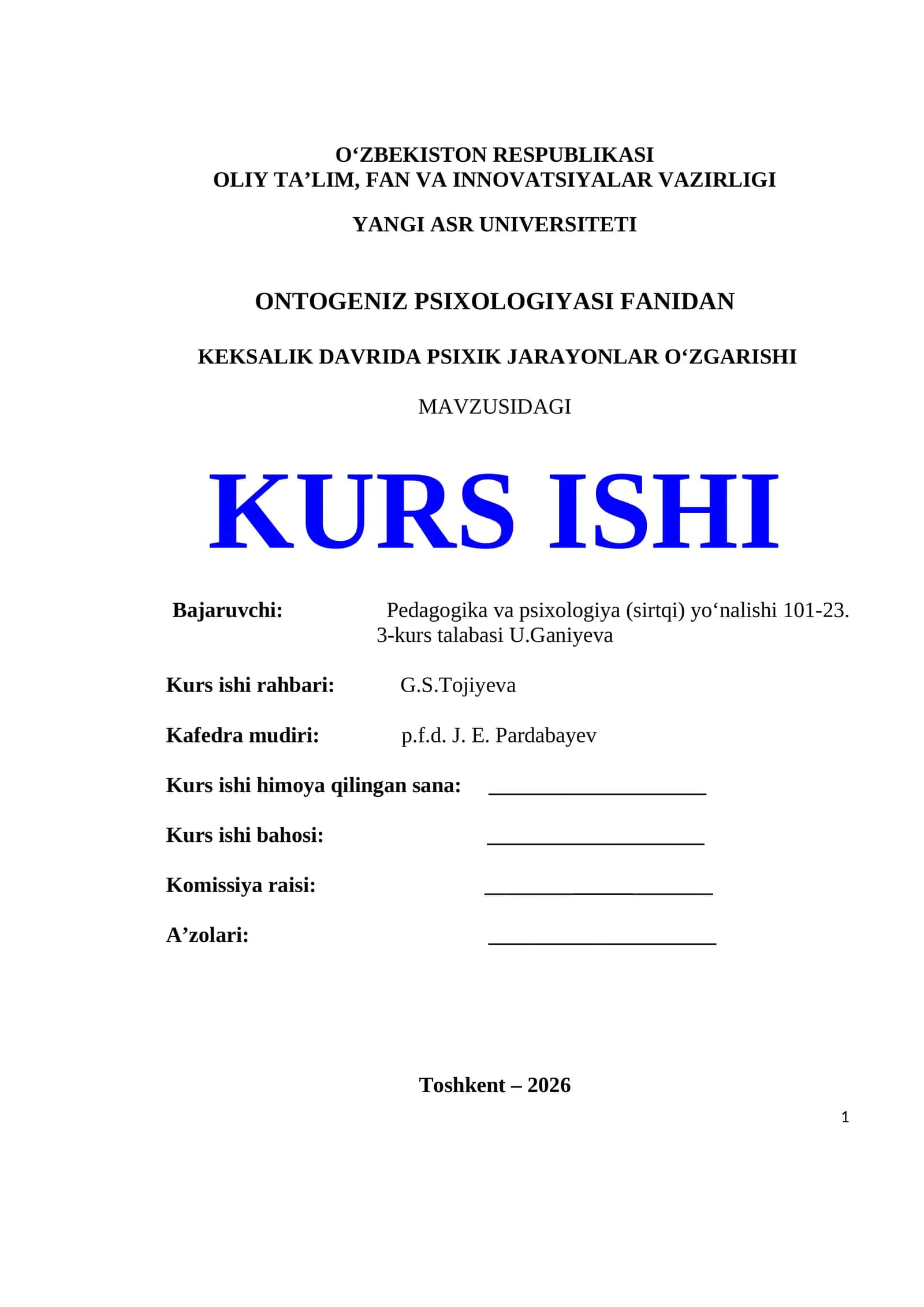 Ontogeniz psixologiyasi fani 1