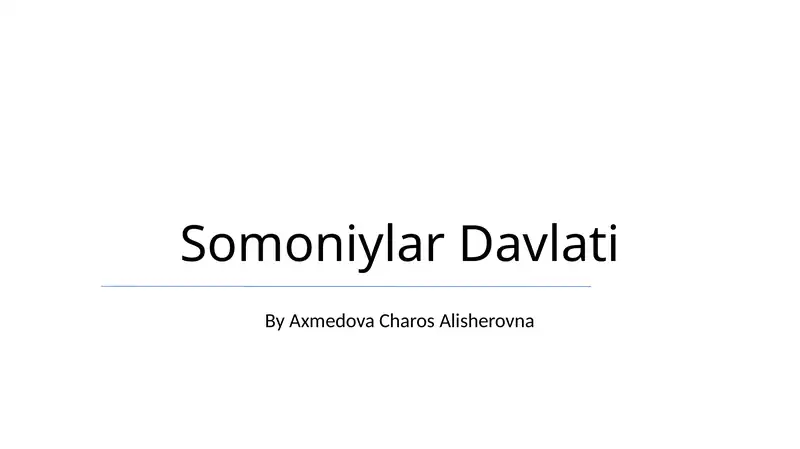 Somoniylar Davlati 1