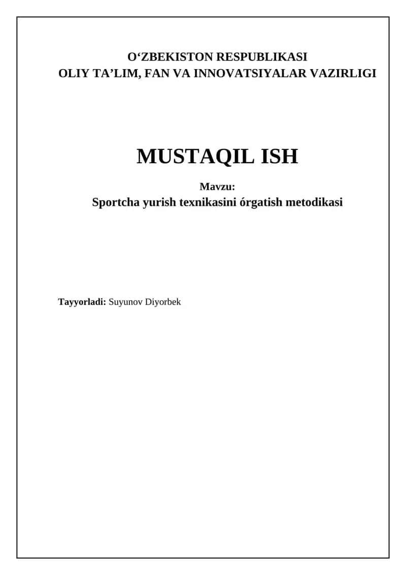 Sportcha yurish texnikasini órgatish metodikasi 1