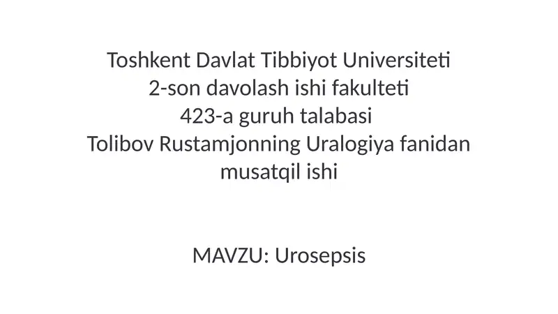 Urosepsis 1