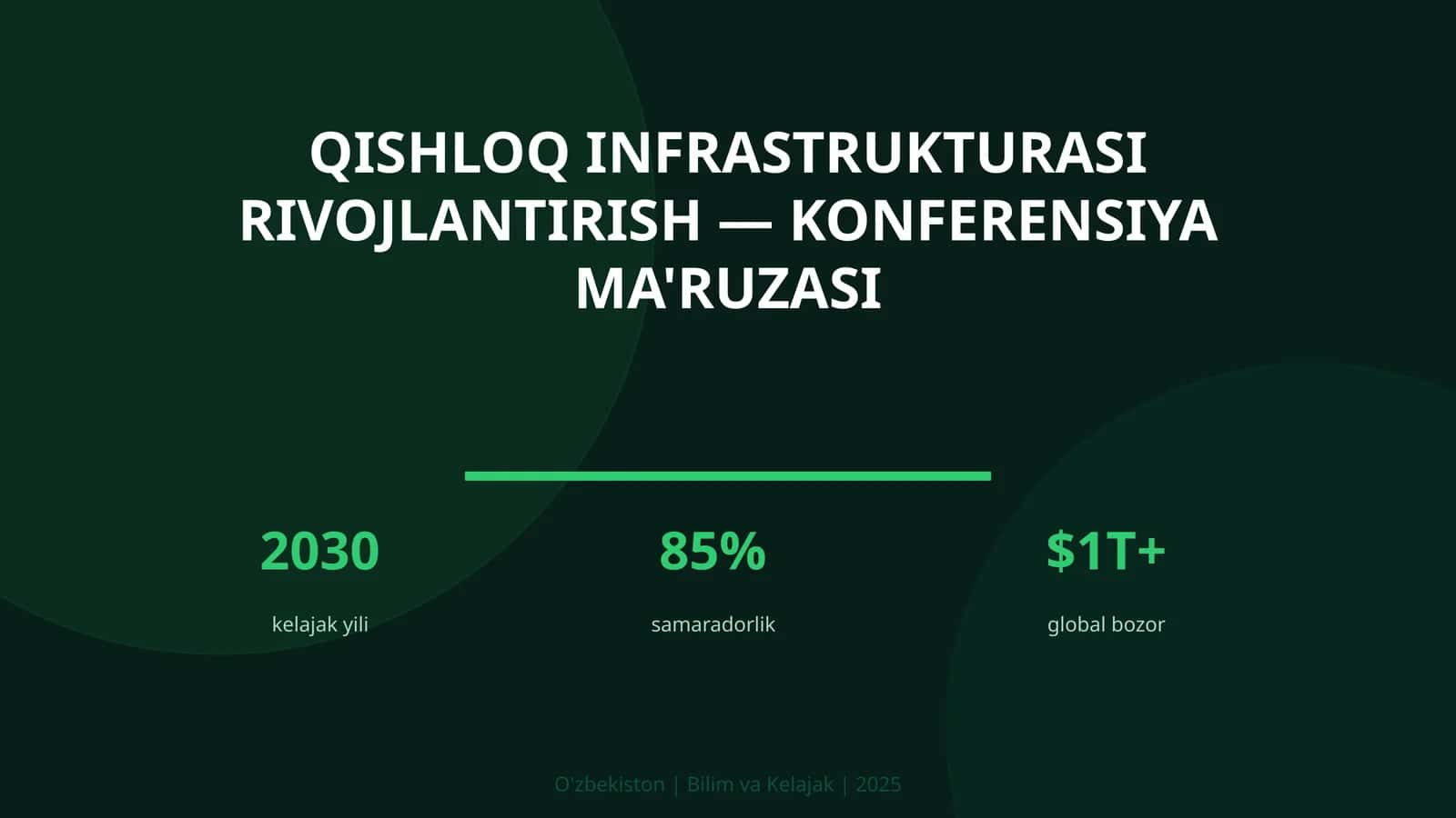 Qishloq infrastrukturasi rivojlantirish — konferensiya ma'ruzasi 1