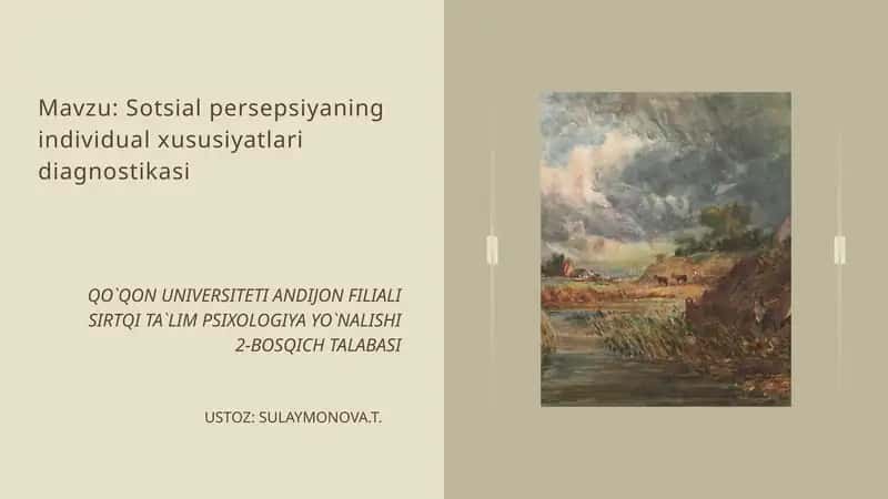 Sotsial persepsiyaning individual xususiyatlari diagnostikasi 1