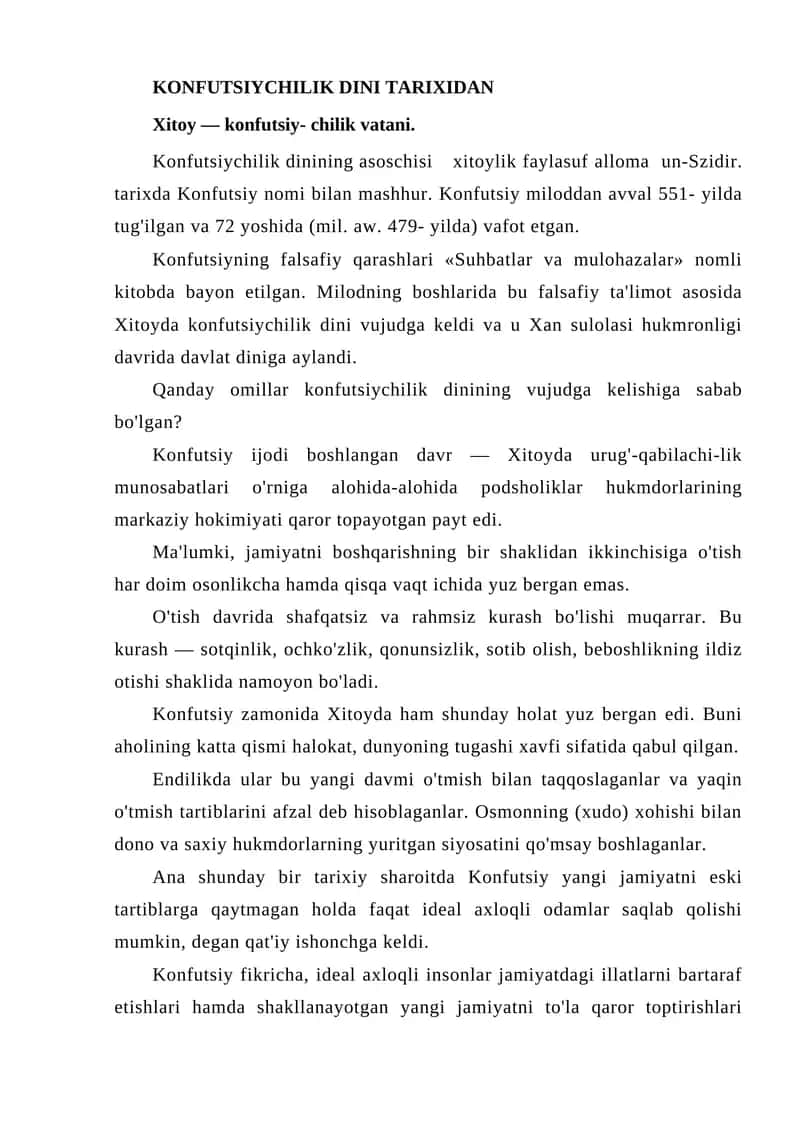 Konfutsiylik Dini Tarixidan 1
