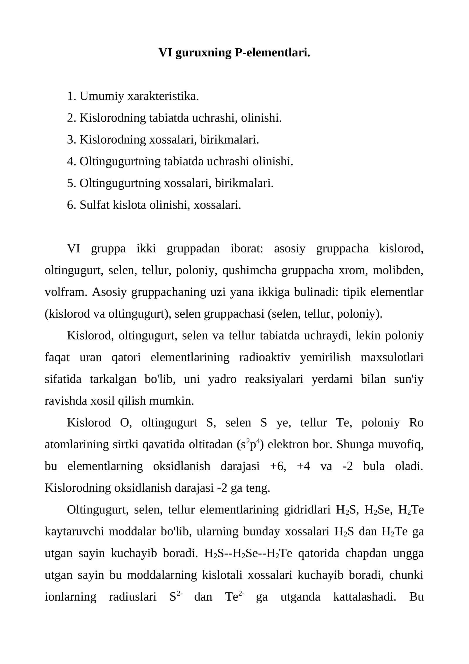 VI guruxning p-elementlari 1