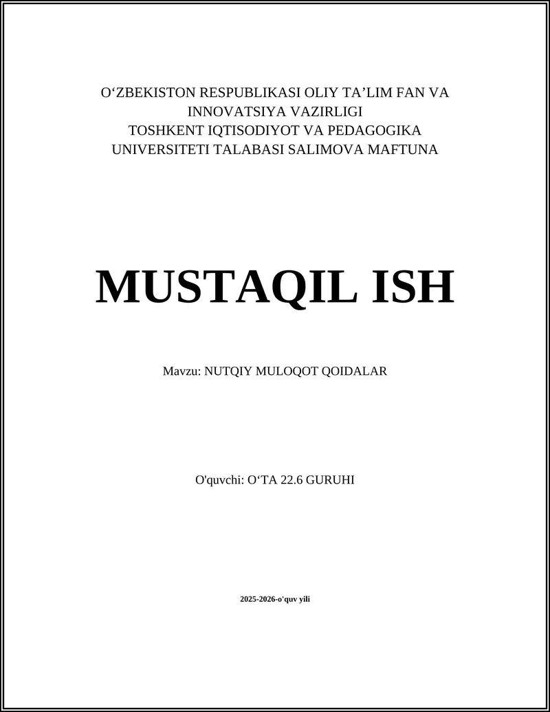 NUTQIY MULOQOT QOIDALAR 1