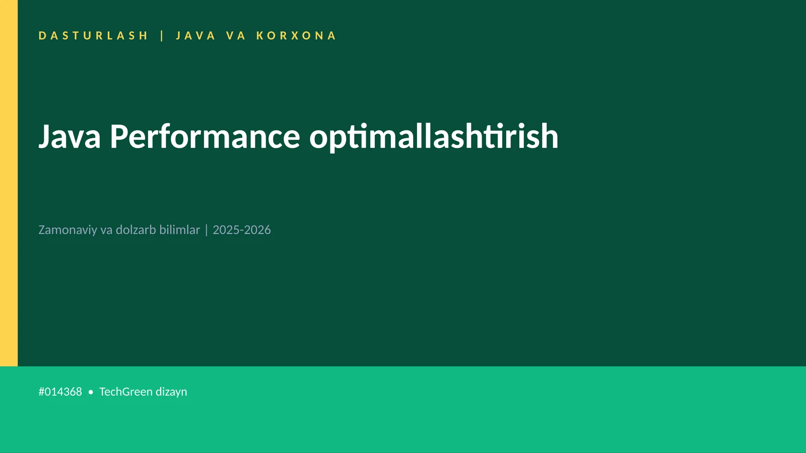 Java Performance optimallashtirish 1