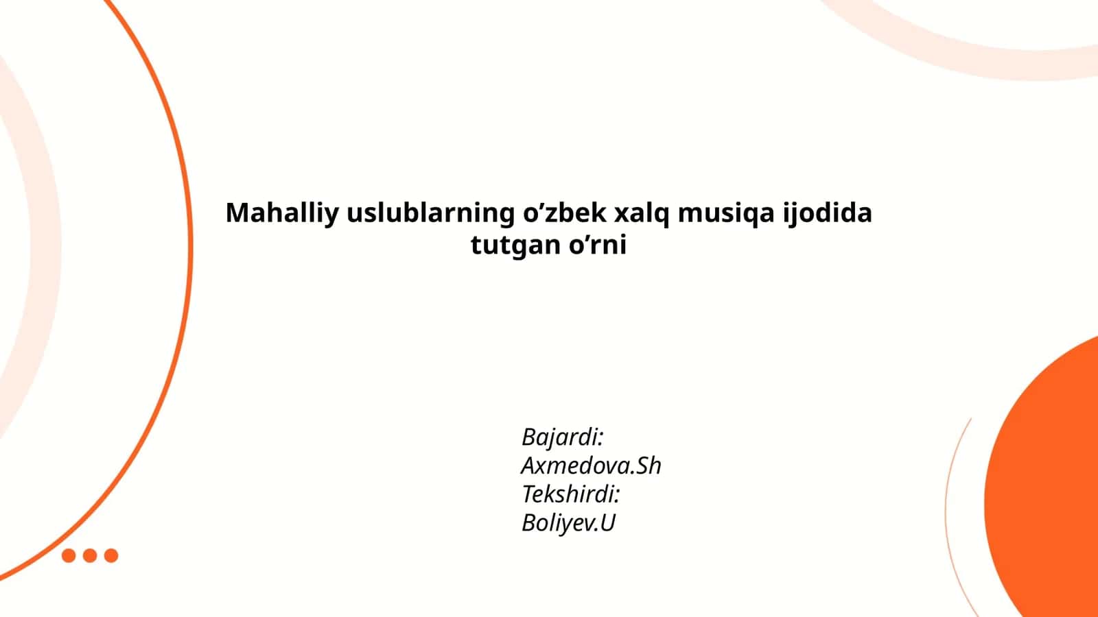 Mahalliy uslublarning o’zbek xalq musiqa ijodida tutgan o’rni 1