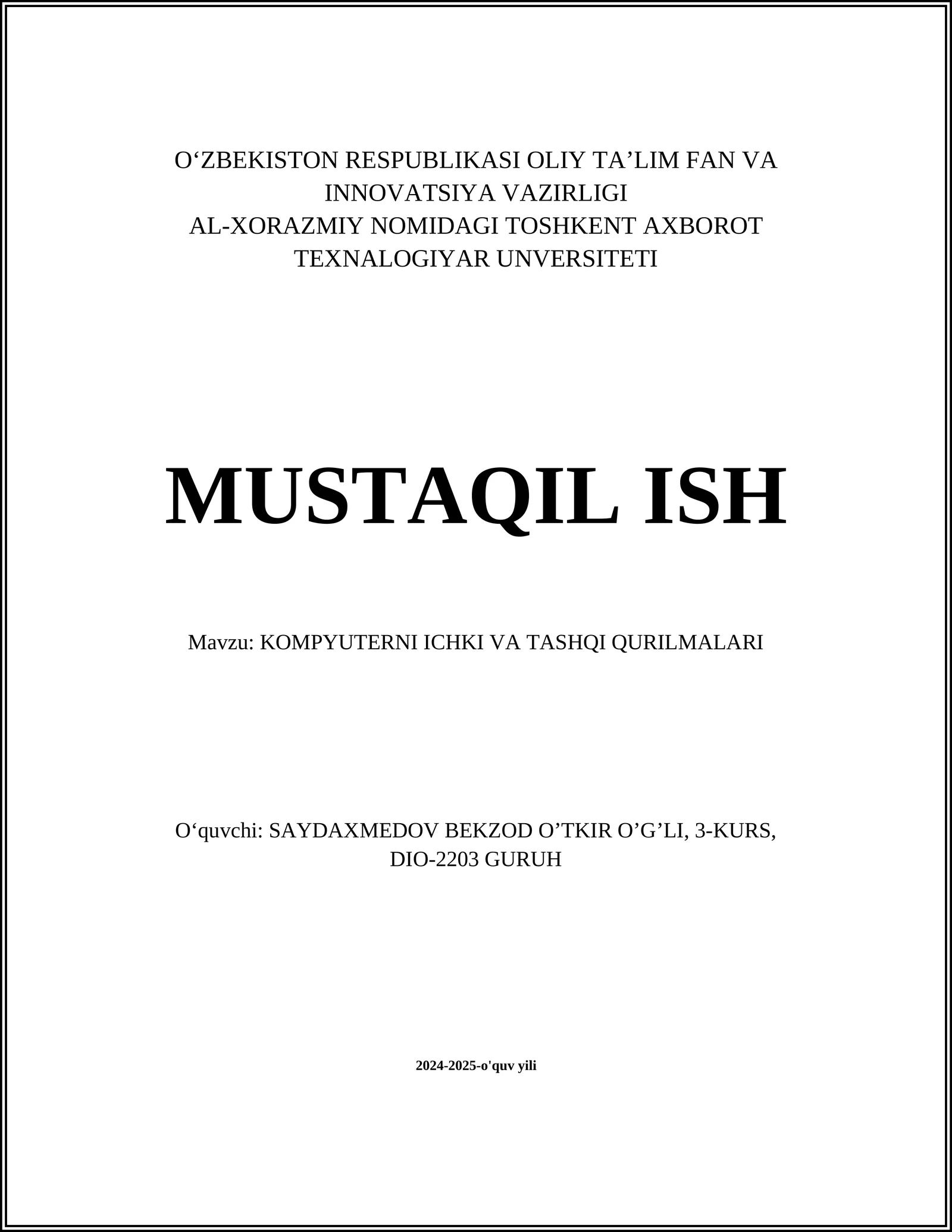 Kompyuterning ichki qurilmalari 1