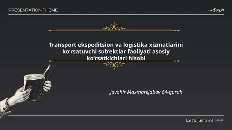Transport ekspeditsion va logistika xizmatlarini ko‘rsatuvchi sub’ektlar faoliyati asosiy ko‘rsatkichlari hisobi 1