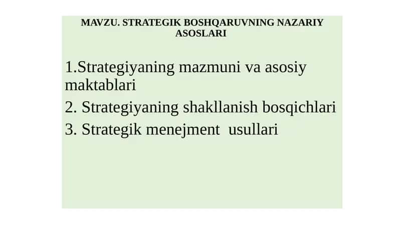 STRATEGIK BOSHQARUVNING NAZARIY ASOSLARI 1