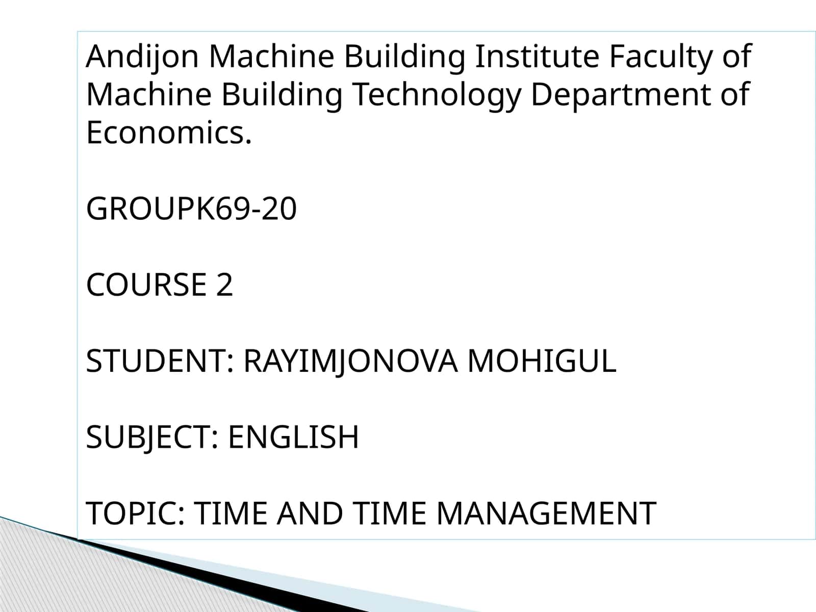 Time and Time Management 1