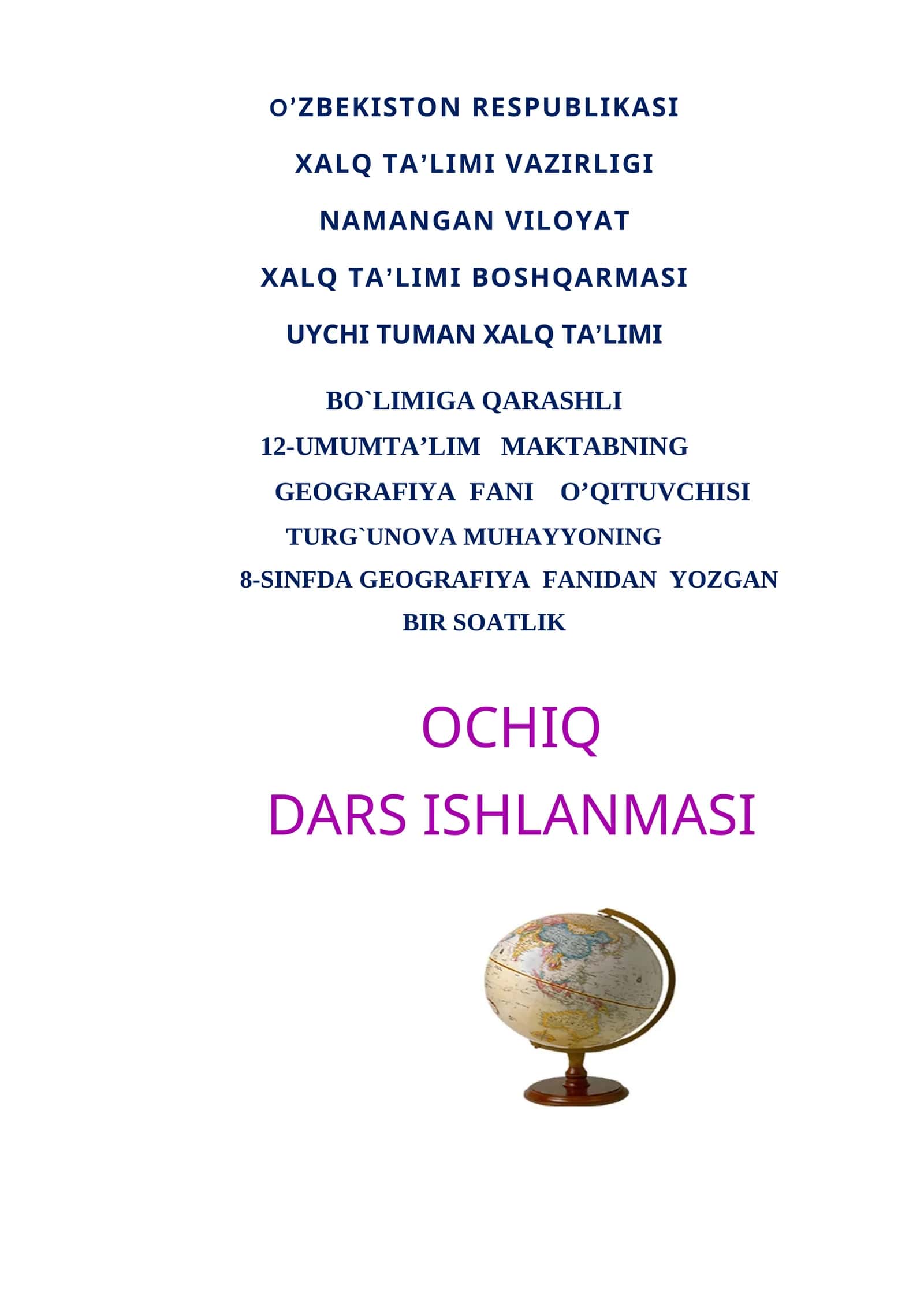 Ona tili va adabiyot Navoiy asarlarida oliyjanoblik fazilatlari ochiq dars ishlanmasi 1