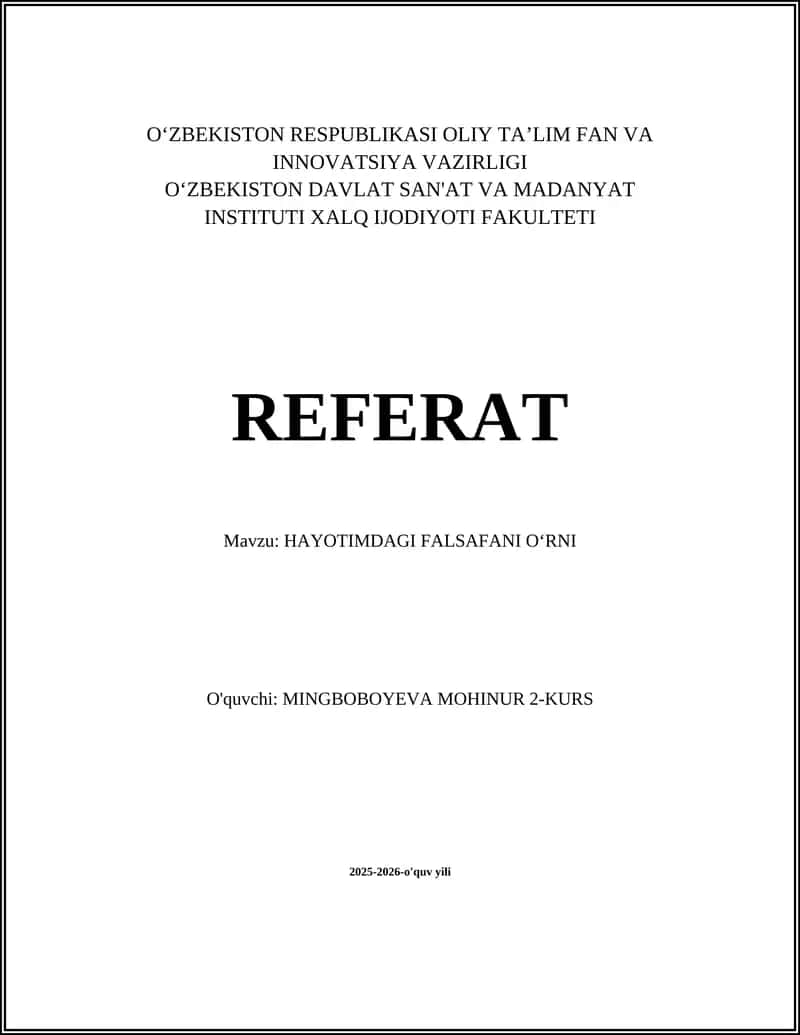 HAYOTIMDAGI FALSAFANI OʻRNI 1