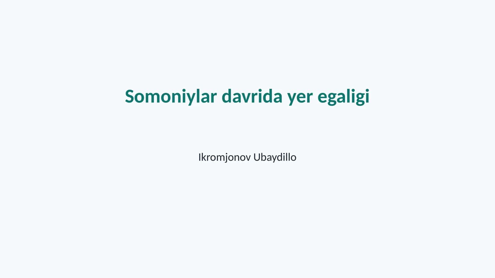 Somoniylar davrida yer egaligi 1