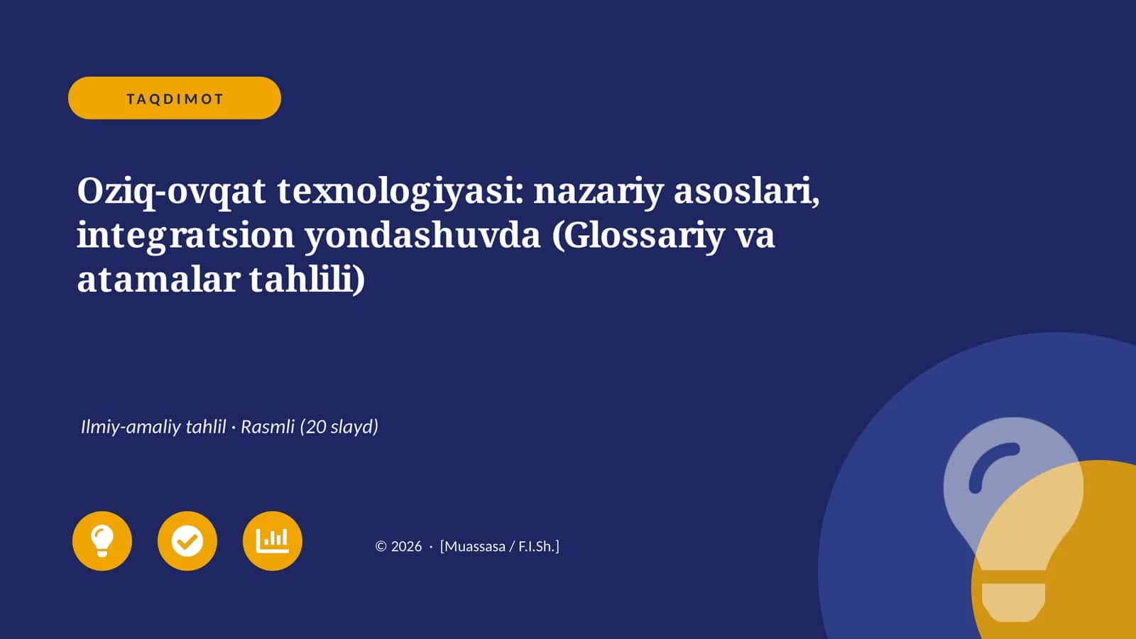 Oziq-ovqat texnologiyasi: nazariy asoslari, integratsion yondashuvda (Glossariy va atamalar tahlili) 1
