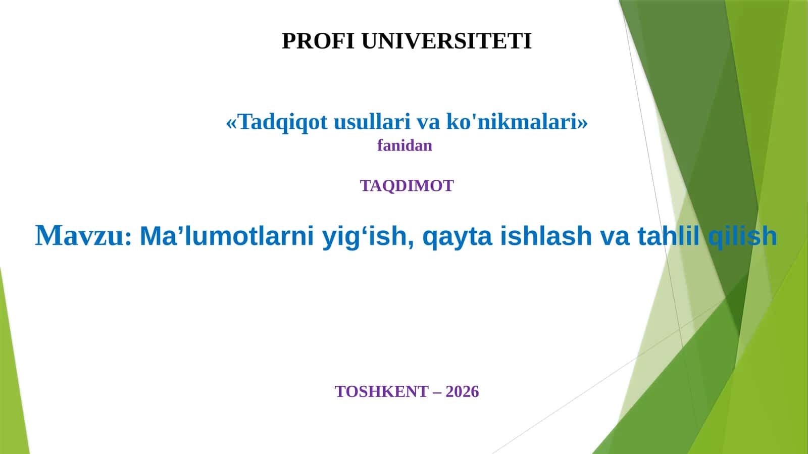 Tadqiqot usullari va ko'nikmalari 1
