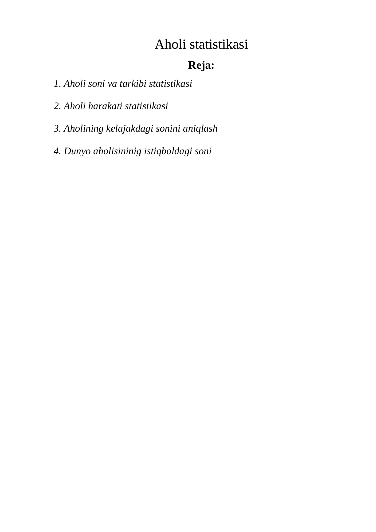 Aholi statistikasi 1