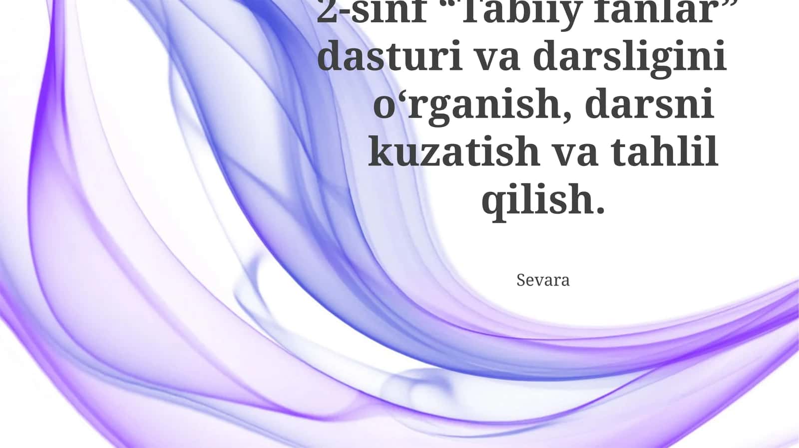 2-sinf “Tabiiy fanlar” dasturi va darsligini 1