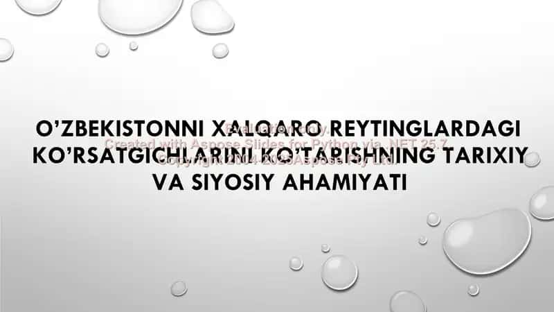 O'zbekistonni xalqaro reytinglardagi ko’rsatgichlarini ko’tarishning tarixiy va siyosiy ahamiyati 1
