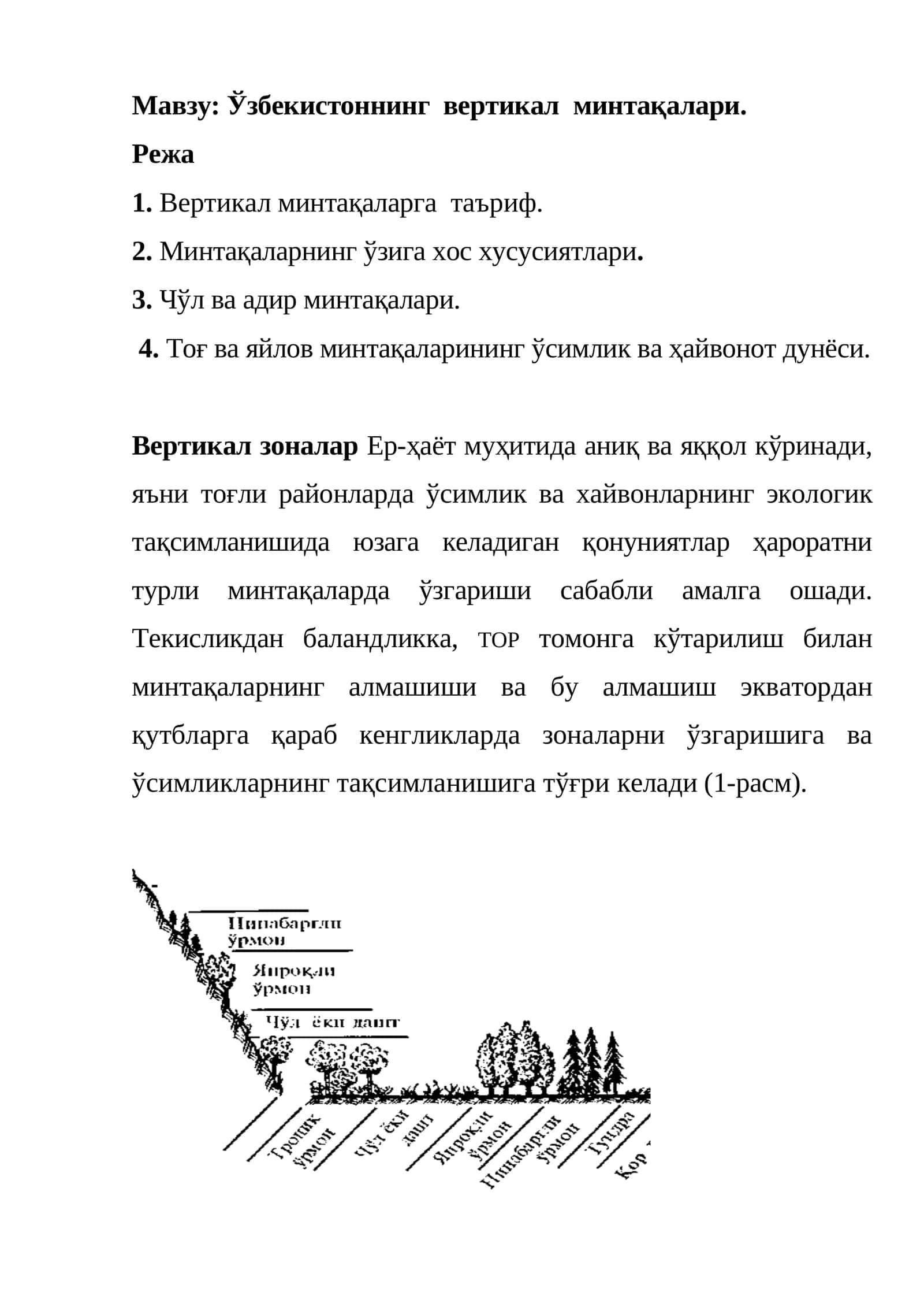 Ўзбекистоннинг вертикал минтақалари 1