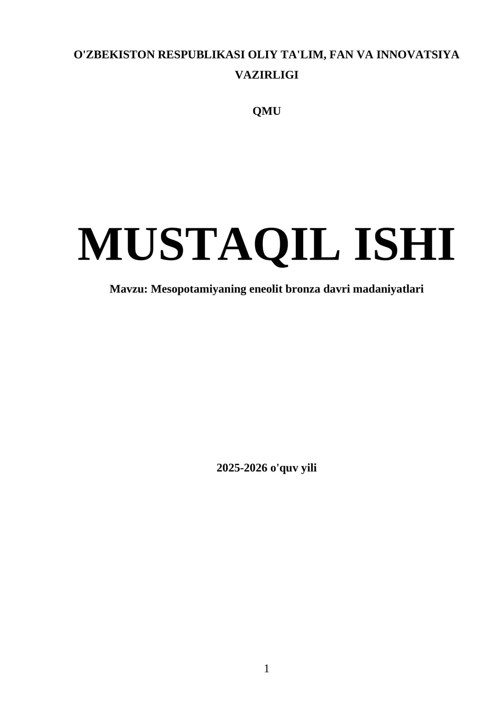 Mesopotamiyaning eneolit bronza davri madaniyatlari 1