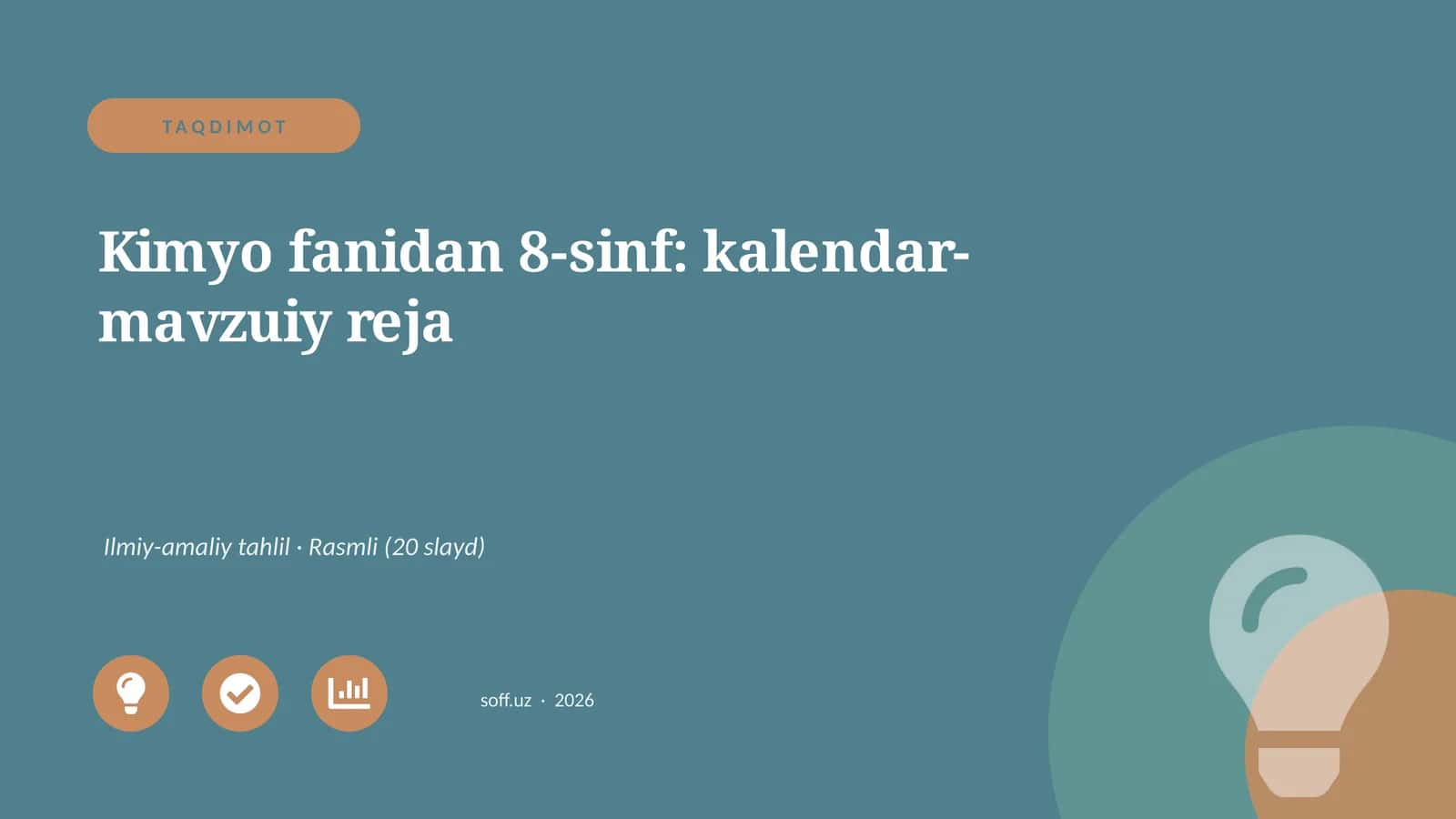 Kimyo fanidan 8-sinf: kalendar-mavzuiy reja 1