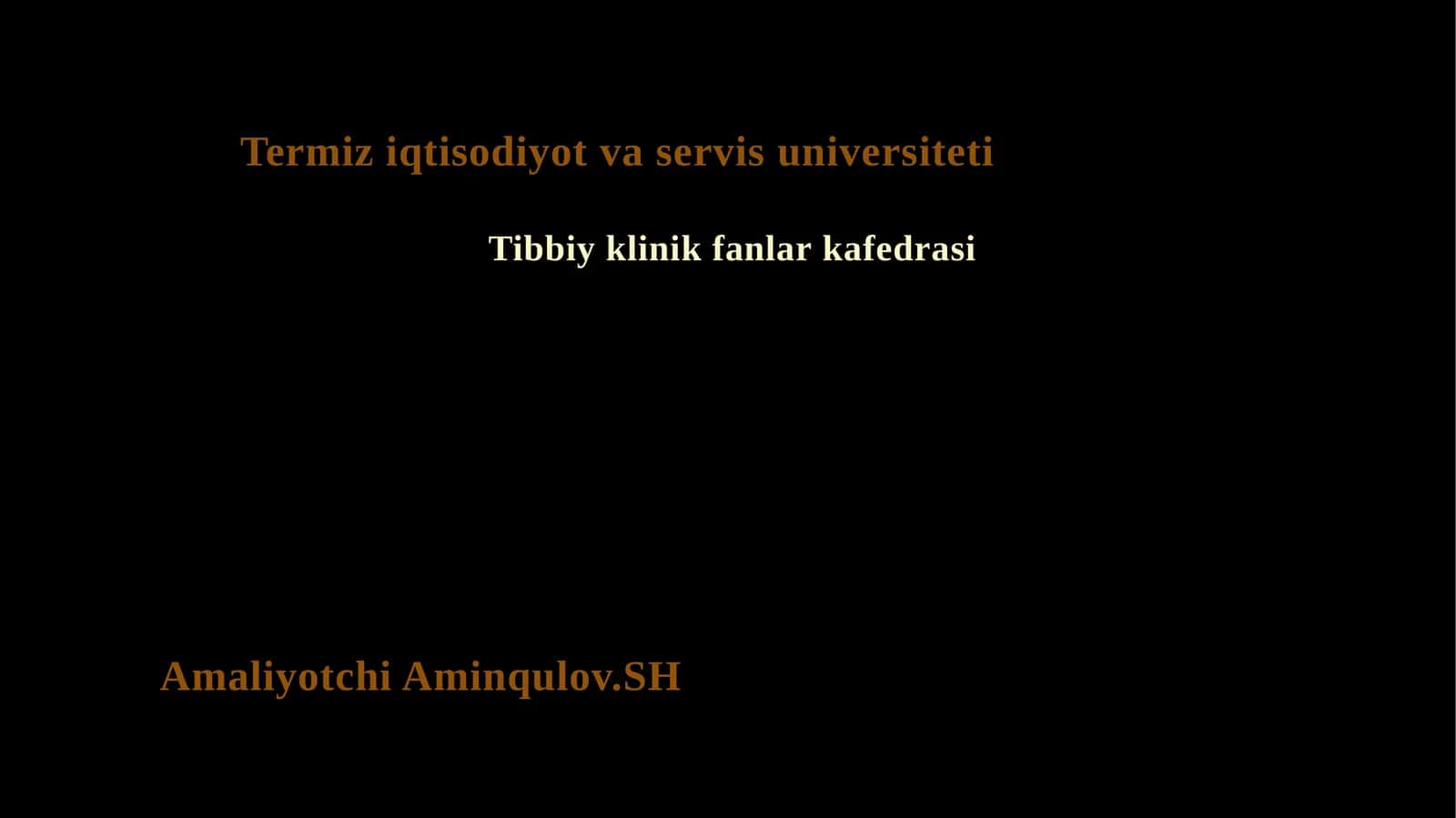 Tibbiy Klinik Fanlar Kafedrasi 1