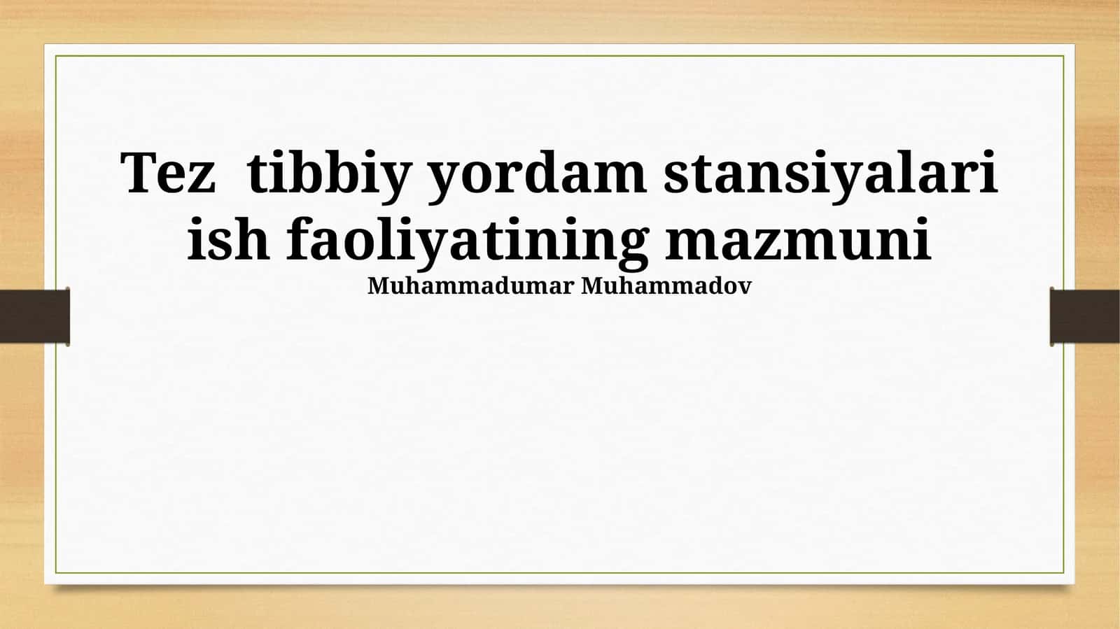 Tez tibbiy yordam stansiyalari ish faoliyatining mazmuni 1