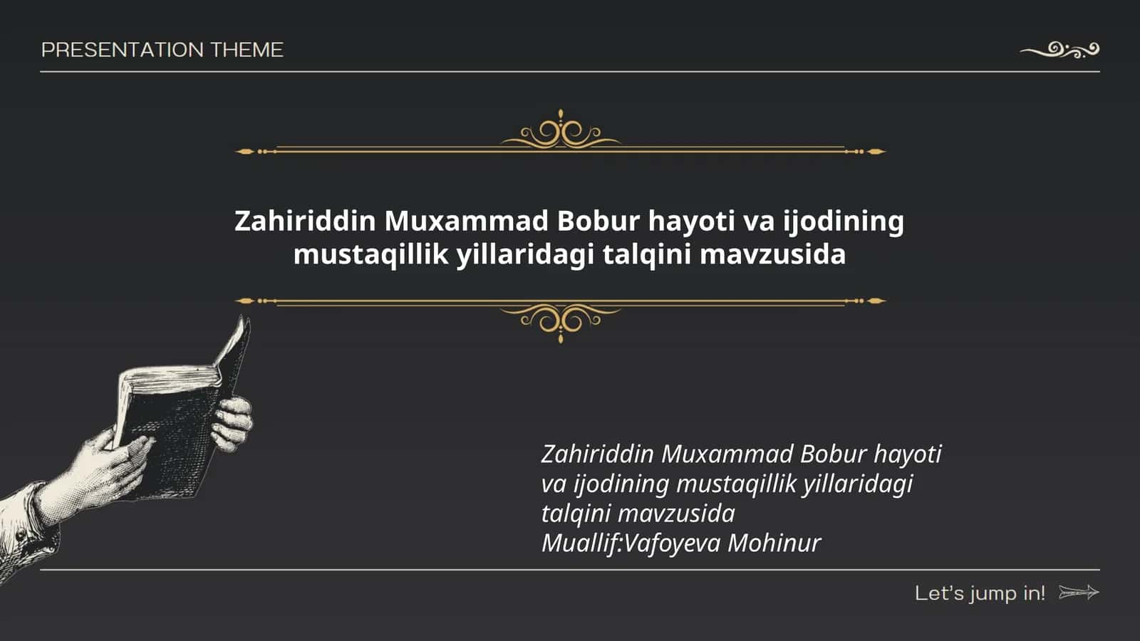 Zahiriddin Muxammad Bobur hayoti va ijodining mustaqillik yillaridagi talqini mavzusida 1