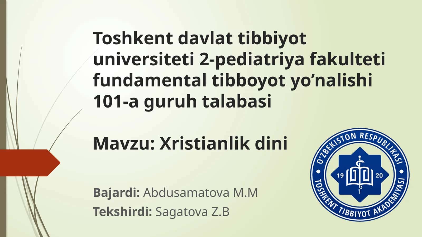 Xristianlik dini haqida 1